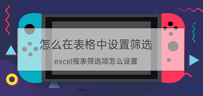 怎么在表格中设置筛选 excel报表筛选项怎么设置？